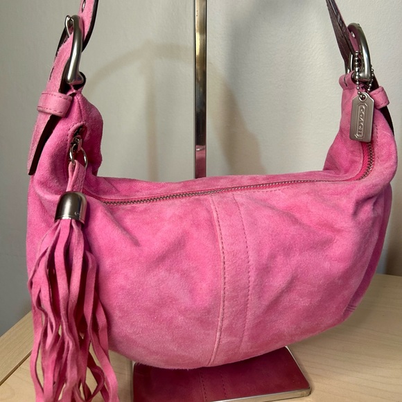 Coach Handbags - Coach 2004 SoHo Bubblegum Pink Suede Hobo 3671